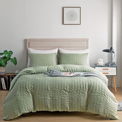 Customizable Seersucker Duvet Cover Set 3-Piece Luxury Bedding Set Unique Style