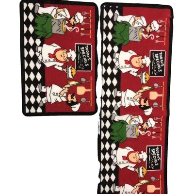 Anti Fatigue Woven 3D Prints Kitchen Mats and Rugs Set of 2 with TPR RUBBER Backing