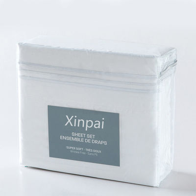 Cheapest Bed Sheet 200TC 100% Polyester Microfiber Three Lines Embroidery Set from Xinpai