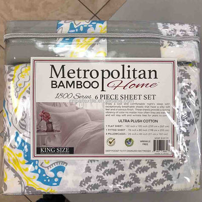 NO Filling Solid Print Microfiber Fabric 80gsm 100% Polyester Bedding Sheet Set 6pcs