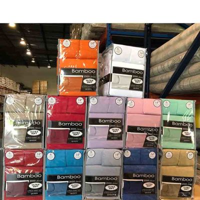 100% Polyester Solid Microfiber Fabric Bedding Set 4 or 6pcs Flat Bed Sheet Washable