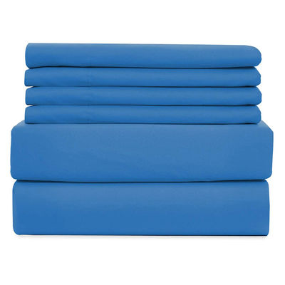100% Polyester Solid Microfiber Fabric Bedding Set 4 or 6pcs Flat Bed Sheet Washable