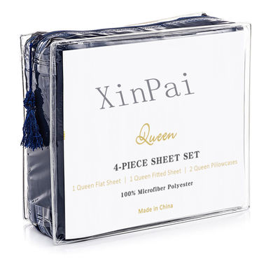 200TC Three Lines Embroidery Luxury Hotel Sheet Set with 100% Polyester Microfiber
