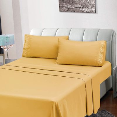 NO Filling Luxury Embroidery Pillowcases for Bedroom Extra Soft Brushed Microfiber Wrinkle Fade Free