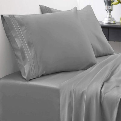 Embroidery 1800 Thread Count 100% Microfiber Sheet Set 3/4pcs for All-Season Sleeping
