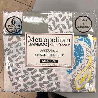 6pcs King Size Microfiber Sheet Set in European and American Style with Solid Pattern