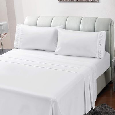 Solid Soft Brushed Microfiber Luxury Embroidery Sheet Set 3/4pcs Customized