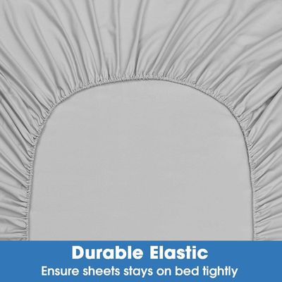 90gsm Embroidered Sheets Set Solid Pattern Extra Soft Wrinkle and Fade Resistant 4PCS