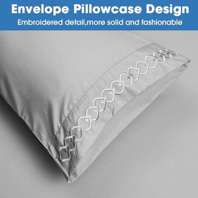 90gsm Embroidered Sheets Set Solid Pattern Extra Soft Wrinkle and Fade Resistant 4PCS