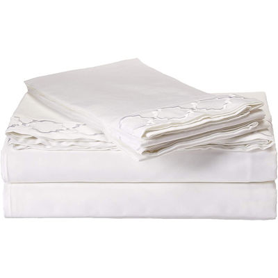 All-Season Flat Bed Sheet Egyptian Luxury Embroidered Bed Sheet Set with Beautiful Rope Embroidery 4 Piece Set