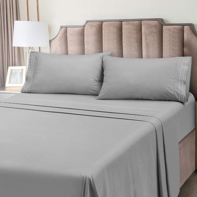 Transform Your Kids Room into a Cozy Retreat with 4PCS 3-Line Embroidery Bed Sheets Set