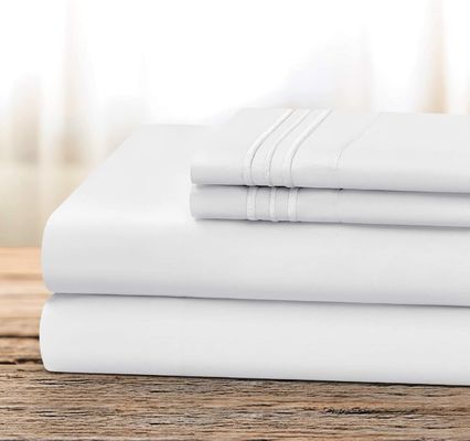 Super Soft 200TC Microfiber Embroidery Sheets Set for Deep Pockets and Fade Resistance