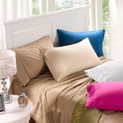 NO Filling Elegant and Modern Scroll Flowers Embroidered Sheet Set 4pcs 100% Polyester
