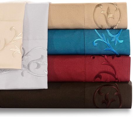 NO Filling Elegant and Modern Scroll Flowers Embroidered Sheet Set 4pcs 100% Polyester