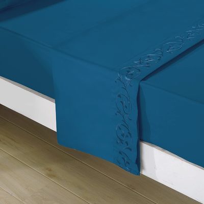 NO Filling Elegant and Modern Scroll Flowers Embroidered Sheet Set 4pcs 100% Polyester