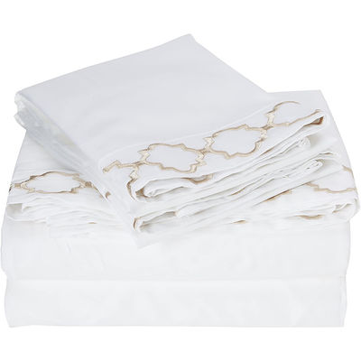 Super Soft Microfiber Embroidered Bedroom Sheets Set Full Size 4pcs Cooling and Breathable