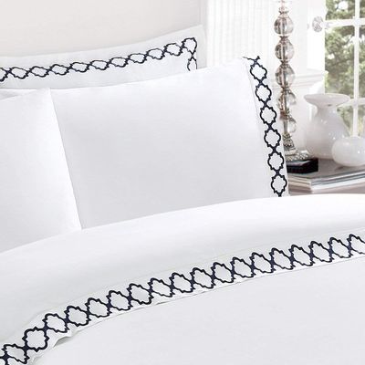 Super Soft Microfiber Embroidered Bedroom Sheets Set Full Size 4pcs Cooling and Breathable