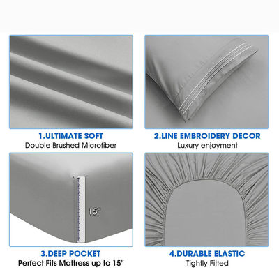 Microfiber Embroidered Sheets Set for 16&quot; DEEP Pocket Mattress 3/4pcs is customized YES