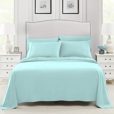 6 PC Super Soft Microfiber Bedding Set Wrinkle Fade Resistant for 14'' Deep Pocket