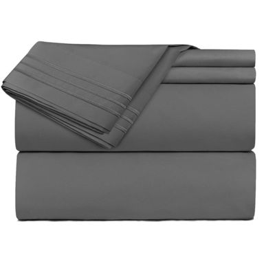 4pcs Three Lines Embroidery Hotel Comforter Bed Sheet 100% Polyester