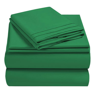 Embroidery Two Lines Bed Sheet Set 4pcs for USA 100% Polyester Microfiber Material