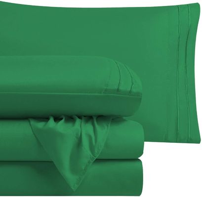 Embroidery Two Lines Bed Sheet Set 4pcs for USA 100% Polyester Microfiber Material