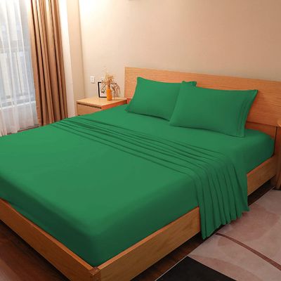 Embroidery Two Lines Bed Sheet Set 4pcs for USA 100% Polyester Microfiber Material