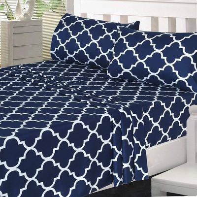 All-Season 4pcs Brushed Printing Microfiber Sheet Set with 133 * 60 Fabric Density