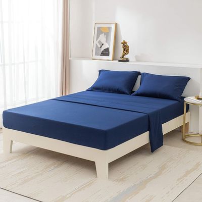 133 * 60 Fabric Density 100% Polyester Microfiber Trim Hem Quick Dry Bed Sheet 4pcs