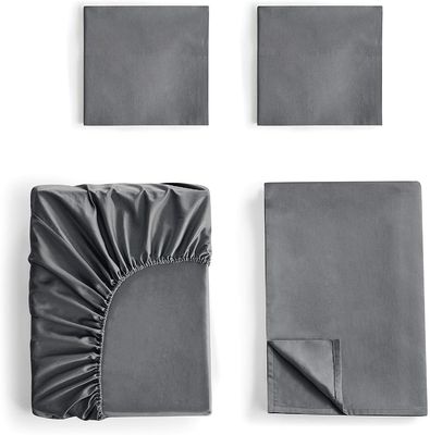 200TC Cotton Bed Sheet Set with Deep Mattress Pockets All-Season Full Length Elastic