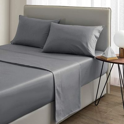 200TC Cotton Bed Sheet Set with Deep Mattress Pockets All-Season Full Length Elastic