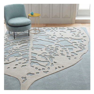 Zealand Wool and Silk Cut Pile Hand Tufted Carpet All-Season Handmade Rug for Living Room