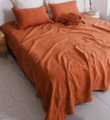 Create a Cozy Bedroom with Our All-Season 100% French Linen Sheet Set Stone Washed