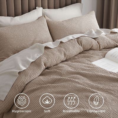 Add a Touch of Luxury to Your Bedroom with 100% Cotton Waffle Weave Duvet Cover Set