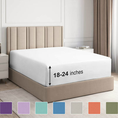 Stitching Customized Color 100% Cotton Fitted Sheets for Extra Deep Pocket Bedsheets