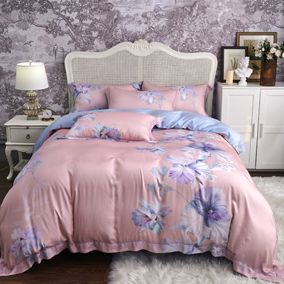 Custom Flower Design Washable 60s 100% Lyocell Sateen Bedding Set for Bedroom Grade A
