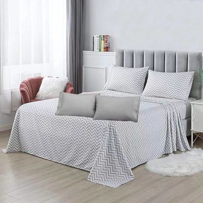 Bedroom Microfiber Fabric 80gsm 100% Polyester Bedding Sheet Set 4pcs in Modern Style
