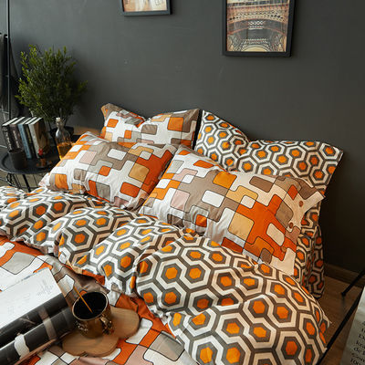 Yarn Dyed Pattern 100% Bamboo Duvet Cover Set Modern Style with Bedsheet Pillowcases