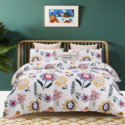 White 4 Piece 100% Cotton Quilt Bedding Set Customized Color Comforter Bed Sheet Set