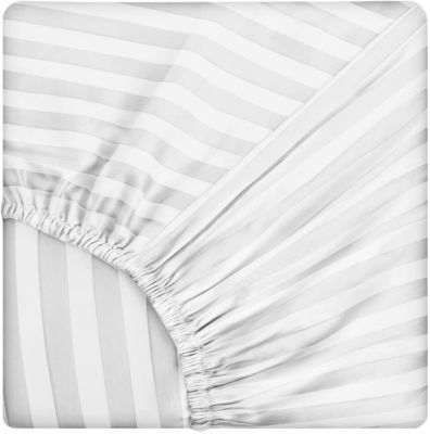 500 Thread Count 100% Cotton Fitted Sheet Sateen Weave Damask Striped Bedroom Essential