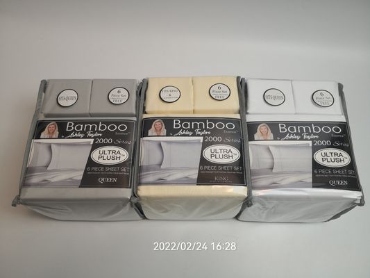 Modern Style 2200 Thread Count Bamboo Fabric Sheet Set 6pcs Set Sheet Pillowcase Sets