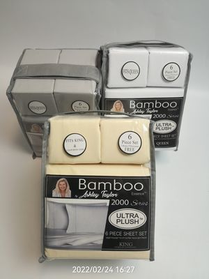 Modern Style 2200 Thread Count Bamboo Fabric Sheet Set 6pcs Set Sheet Pillowcase Sets