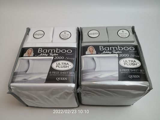 Modern Style 2200 Thread Count Bamboo Fabric Sheet Set 6pcs Set Sheet Pillowcase Sets