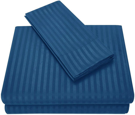 Satin Stripe 90GSM Microfiber Extra Soft Luxury Bed Sheets Set 3pcs 4pcs Navy Deep Pocket