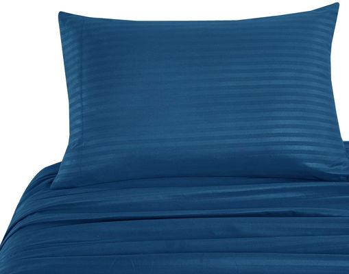 Satin Stripe 90GSM Microfiber Extra Soft Luxury Bed Sheets Set 3pcs 4pcs Navy Deep Pocket