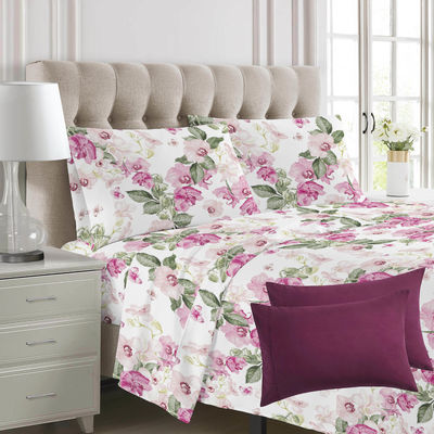 100% Polyester Print Microfiber Fabric Bedding Sheet Set 6pcs Machine Washable and Good