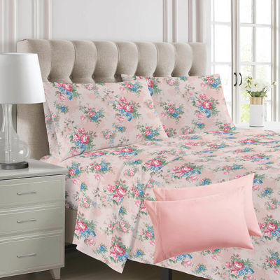 100% Polyester Print Microfiber Fabric Bedding Sheet Set 6pcs Machine Washable and Good