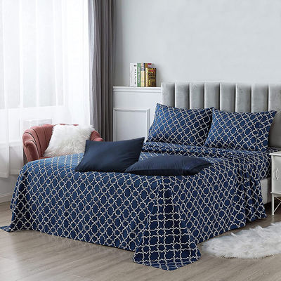 100% Polyester Print Microfiber Fabric Bedding Sheet Set 6pcs Machine Washable and Good