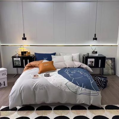 Skin-Friendly Aloe Cotton Four-Piece Duvet Cover Bedding Sheet Set with 133x72 Density