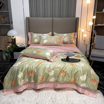 100%TENCEL 300TC 60S Fabric Density Tencel Flowers Duvet Cover Cotton Bedding Set